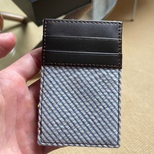 J.Crew searsucker & leather wallet